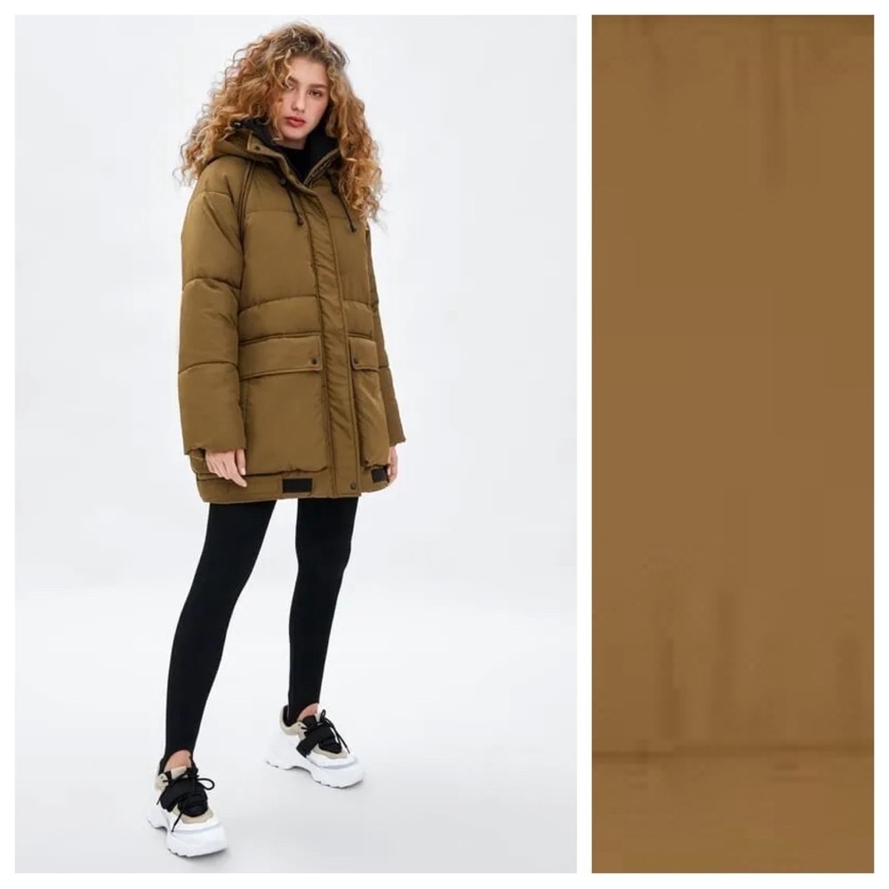 NWOT. Zara Recycled Capsule Puffer Water-Resistant Coat. Size M.